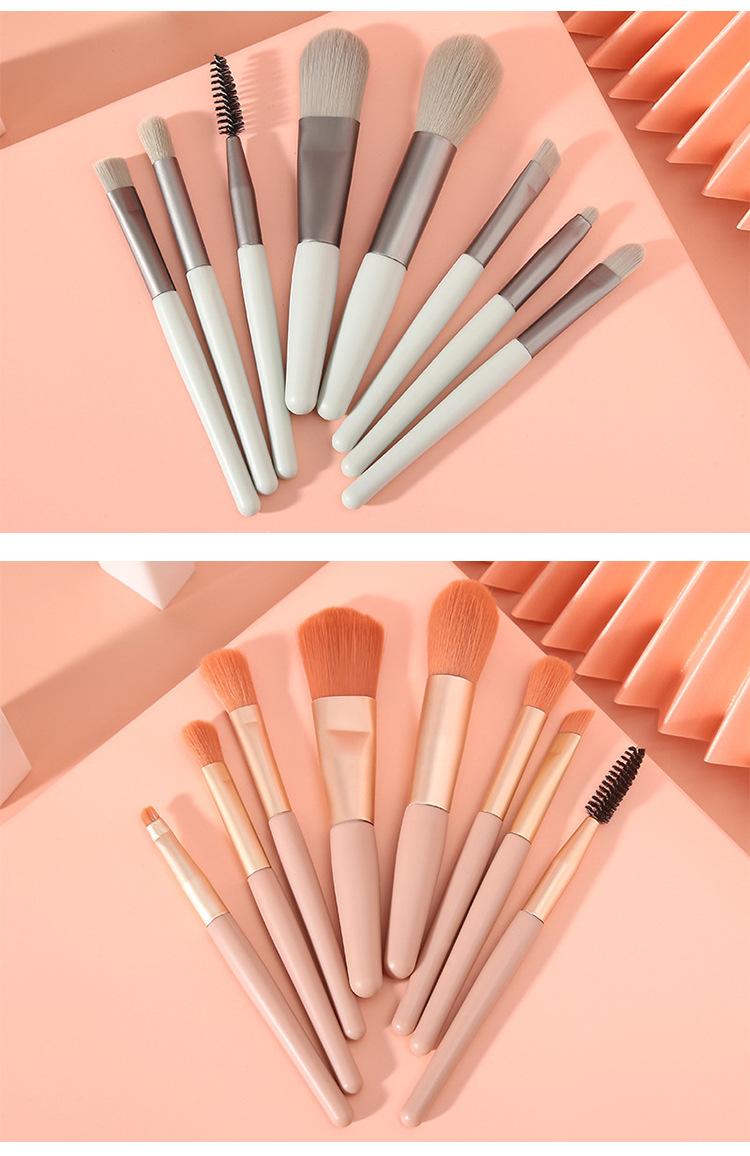 8-piece mini makeup brush set Morandi soft hair eyeshadow brush blush brush lip brush beauty tools makeup set