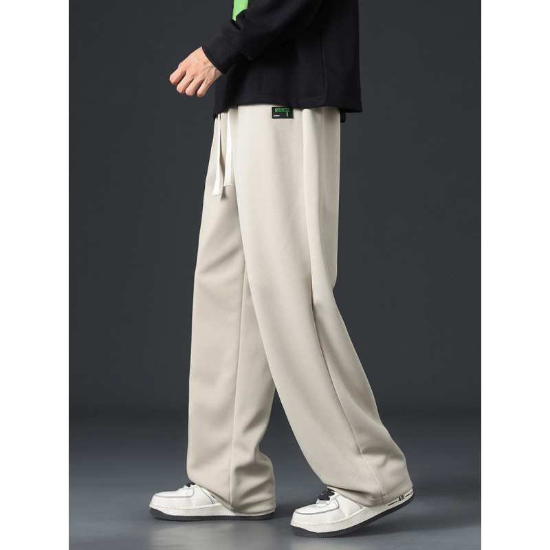 Men's Spring/Autumn 2023 New American Style Trendy Straight Leg Wide Leg Sweatpants, Loose Fit, Sporty Casual Long Pants