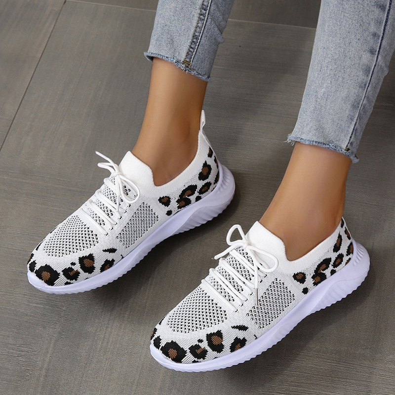 Herbst große Größe Leopardenmuster Schnürschuhe für Damen Casual Canvas Schuhe_voghion.com