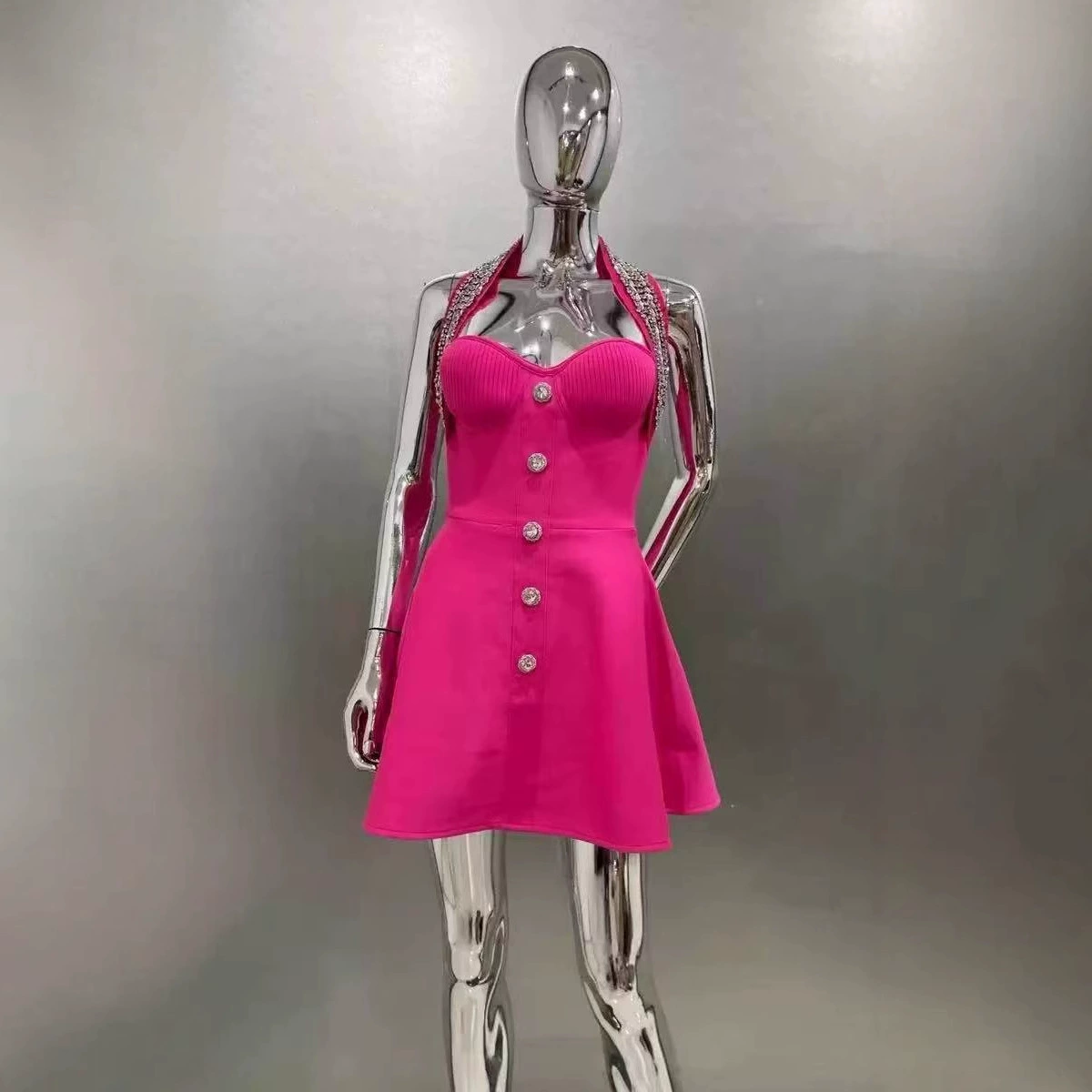 [Оплата заказа] Новое элегантное платье с воротником-халтер из тяжелого бисера и бриллиантов 68788