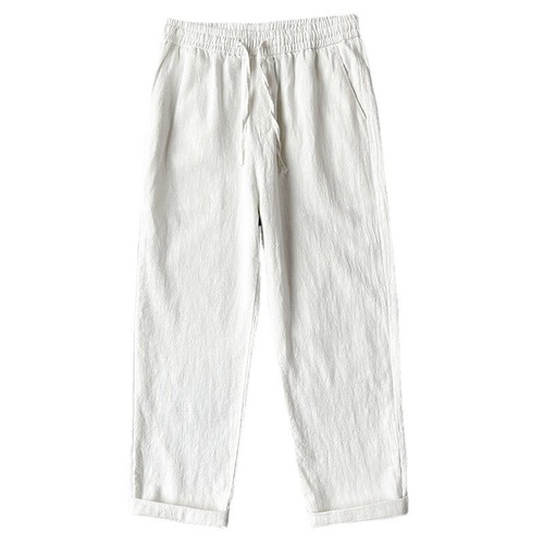 Linen Pants for Men - Summer Cotton-Linen Pants for Men - Thin Model, Japanese Style, Versatile Straight Leg, Nine-Foot Pants, Casual Pants