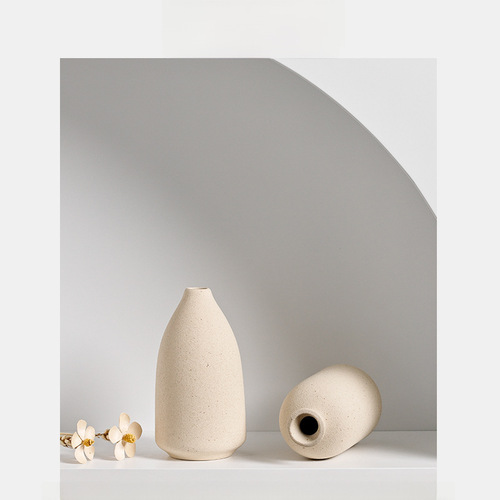 Longli Ceramic Vase, Ins Minimalist Style Creative Ornament Office Desk Home Living Room Decoration Flower Pot Dried Flower Vase