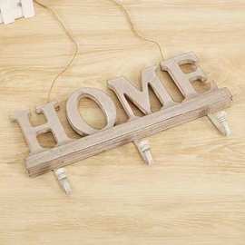 家居装饰复古乡村木制衣架门后置物收纳架衣帽挂钩字母欧式壁挂