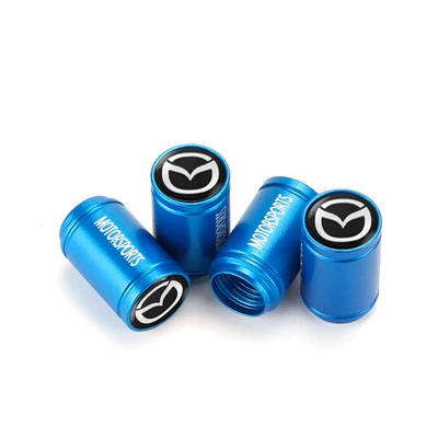 metal valve cap, valve - frosted-blue-mazda-4-pieces
