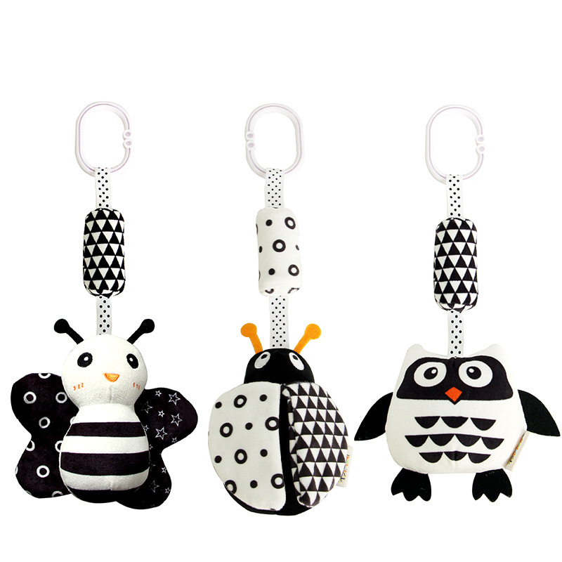 AIPINQI Animal bebé blanco y negro campana de viento colgante bebé recién nacido inspiración visual juguete de educación temprana campana de viento