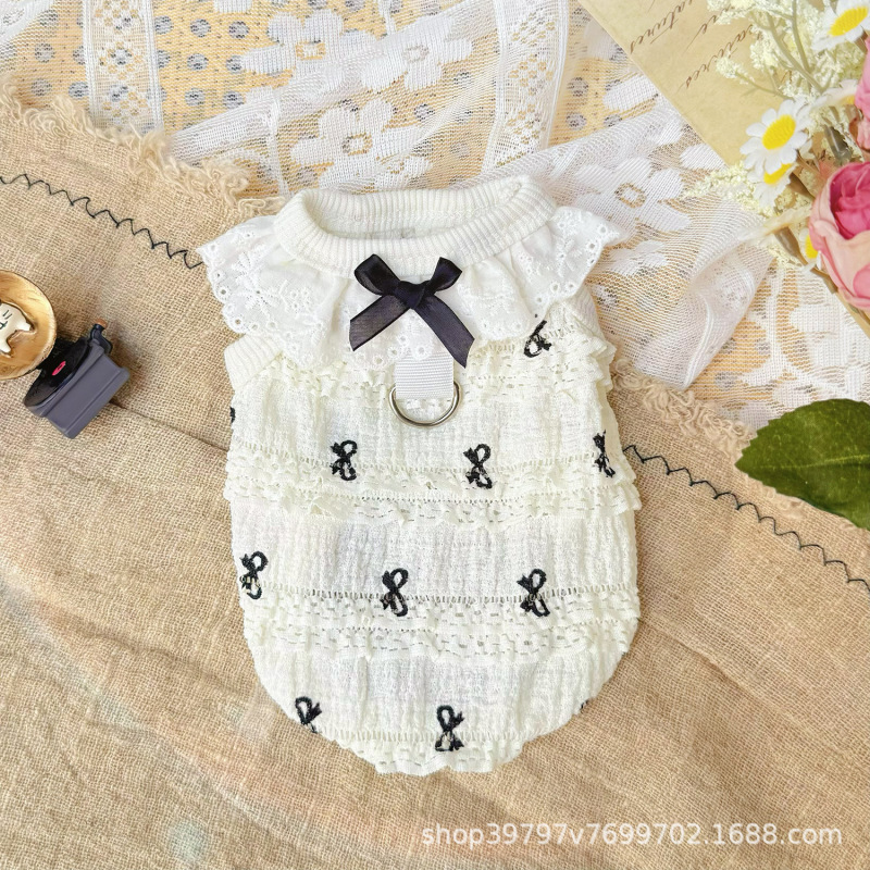 Spring and summer breathable cake lace vest pet dog cat clothes wholesale air conditioning clothes sling bear teddy dog