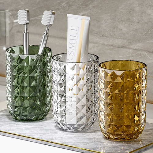 Light luxury diamond pattern mouthwash cup bathroom toothbrush cup hotel wash cup couple men and women brushing teeth household cup