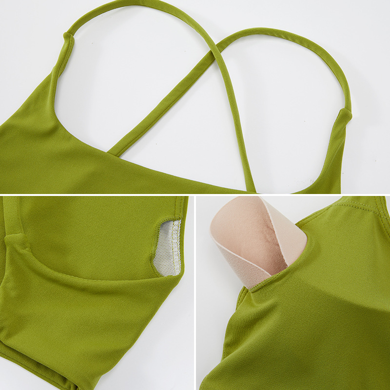 Sujetador de yoga desnudo transpirable de secado rápido europeo y americano ropa interior deportiva para mujer cabestrillo belleza espalda fitness ropa de yoga superior