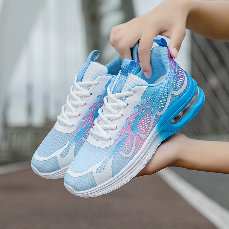 跨境气垫女鞋跑步鞋飞织网鞋系带43码运动鞋女平底减震休闲鞋大码