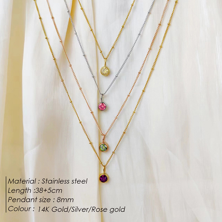 8g Weight 304 Stainless Steel 14K Gold Plated Basic Modern Style Classic Style Inlay Geometric Rhinestones Pendant Necklace