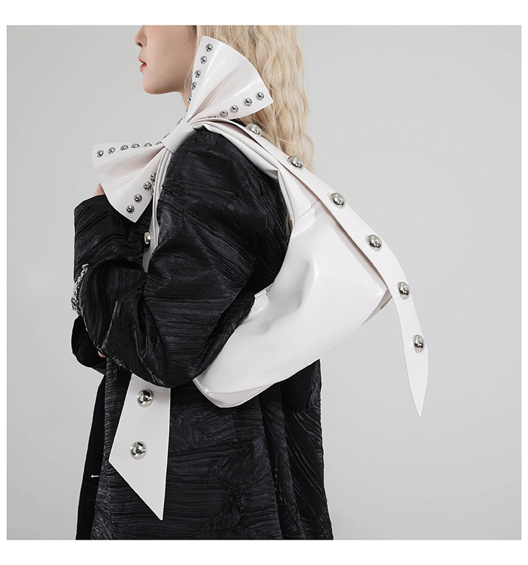 302g Weight Polyester Lining Material Zipper Closure Type Single Shoulder Strap Strap Type Shoulder Bag Bags Type Casual, Daily, Shopping Occasion Pu Leather Material Solid Color, Bow Knot Pattern All Seasons Season Women's Gender Streetwear Style Dumpling Shape Shape Women's Pu Leather Solid Color Bow Knot Streetwear Dumpling Shape Zipper Shoulder Bag 2