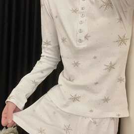 甜美风雪花睡衣女2026新款春秋季高级感家居服长袖短裤套装可外穿