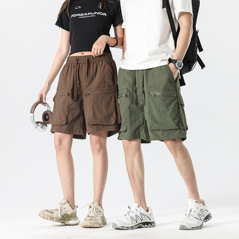 Free Shipping G55-New Summer Workwear Ice Silk Shorts Men's Loose Multi-Pocket Casual Quick-Drying Breathable and Light Five