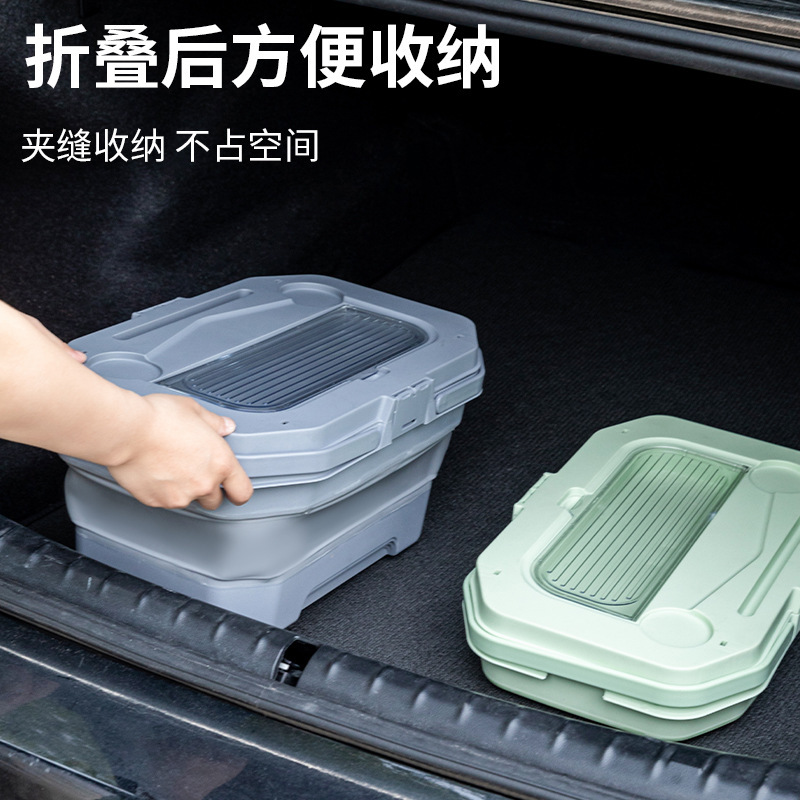 屋外折りたたみピクニックバスケット春のお出かけキャンプ収納ボックスピクニック車ポータブル蓋とテーブルボード収納バスケット|undefined
