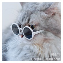 厂家直供特价8.5cm复古圆框宠物眼镜 狗猫眼镜塑料框圆形宠物眼镜