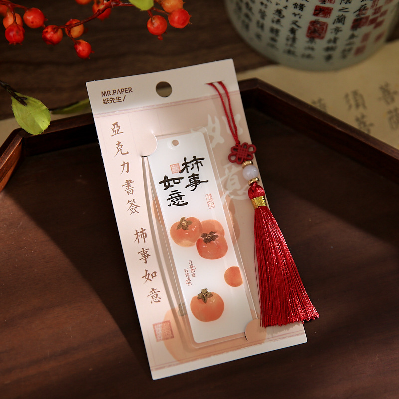 Mr. Paper Nuevo marcador de acrílico chino Todo desde la ilustración de un deseo Bendición borla Leer marcador tarjeta