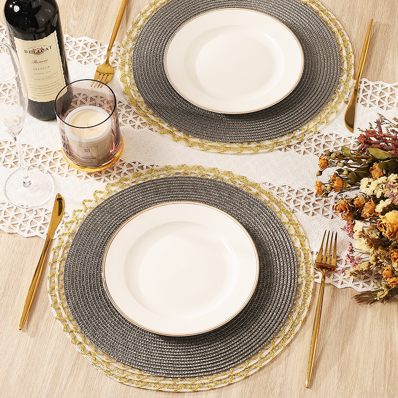 Phnom Penh tejido almohadilla de comedor americana almohadilla de comedor occidental almohadilla de decoración doméstica almohadilla de decoración modelo de habitación de lujo ligero platos PP almohadilla de platos