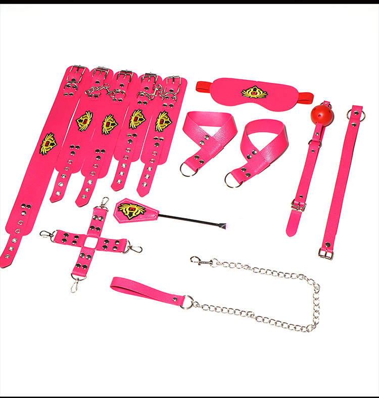 SM Flight Attendant Ten-Piece Leather Bondage Set, Black, Adult Couples Accessory Kit — detail image 27