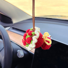 国境を越えた売れ筋カーペンダントかぎ針編み永遠の花束車内装飾手持ちバラ車のバックミラーペンダント