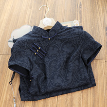 俏娘鱼蓝色复古新中式改良短袖旗袍女2025秋季新款日常可穿老上海