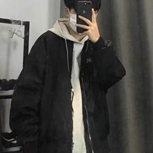 网红美式复古黑色飞行员夹克男春秋高街hiphop潮牌棒球服情侣外套