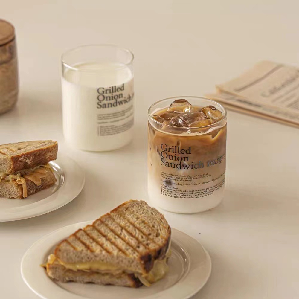 Minimalistisches, hochwertiges Kaffeeglas im englischen Stil aus Borosilikatglas, hitzebeständig, für Frühstücksmilch und Saft_voghion.com