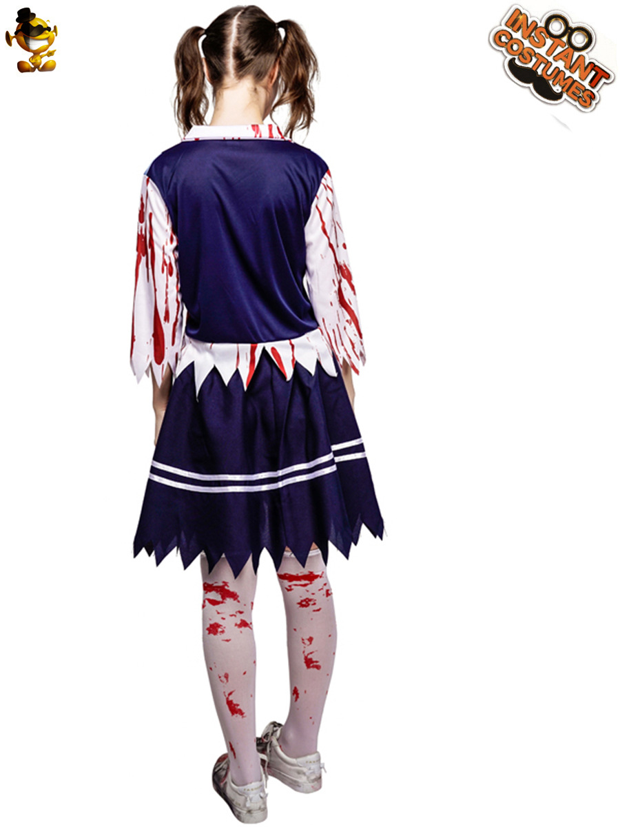 Halloween horror sangrienta Zombie adulto estudiante mancha de sangre a cuadros ropa Cosplay etapa rendimiento image 4