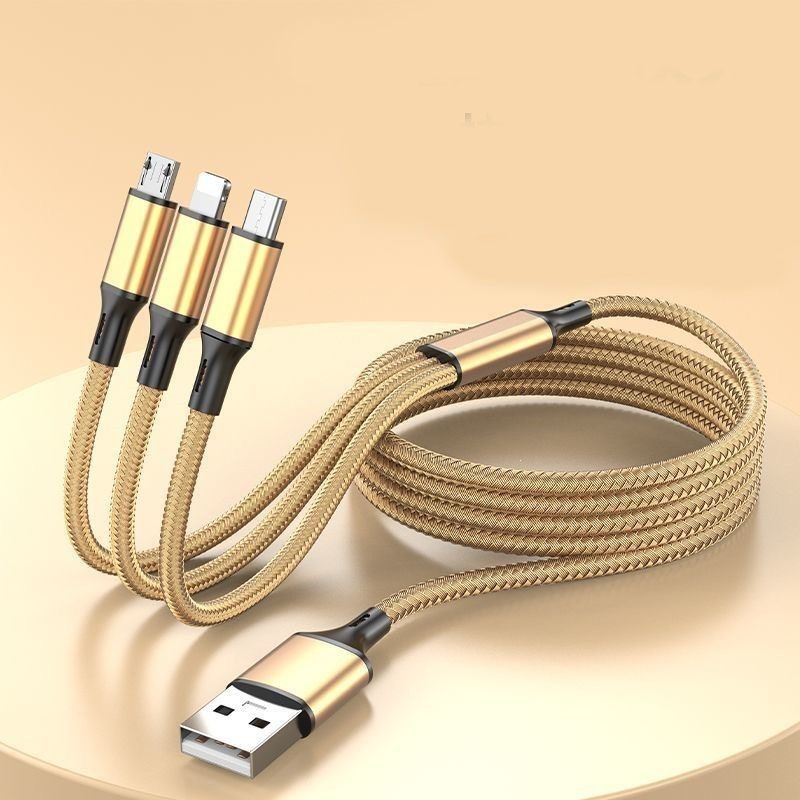 Un cargador de arrastre y tres es adecuado para cables Huawei, cables multifuncionales 3 en 1 de Apple y Android, cables más largos de 2 metros y 3 metros.