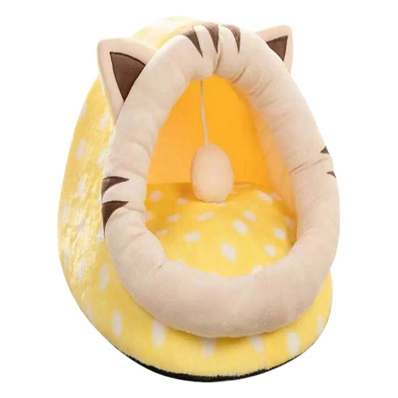 Perrera gato nido mascota nido cojín del asiento forma Linda semi-cerrado invierno cálido Four Seasons suministros gato grande, mediano y pequeño