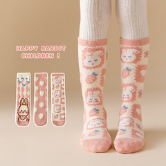 Children's socks 2023 autumn and winter new combed cotton Korean version cartoon plus velvet boys and girls warm medium socks wholesale