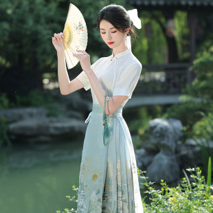 Women's Ming-made Horse-faced Skirt Weaving Gold Makeup Flower Elegant Stitching Mesh High-end Girl's New Chinese Style Antique Han Elements