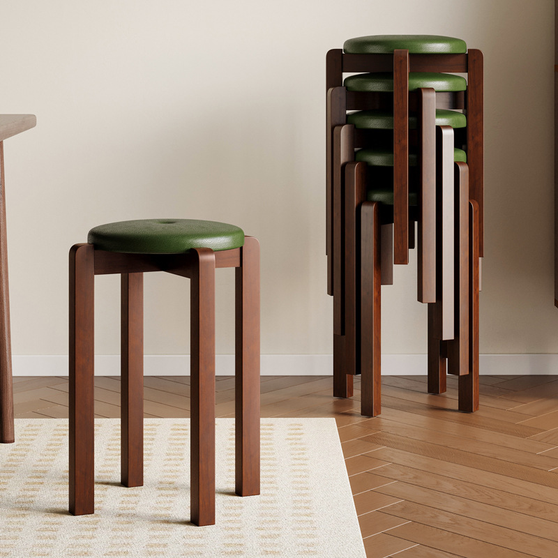 Taburetes de madera sólida taburetes de mesa de comedor apilables taburetes de madera taburetes redondos modernos simples taburetes de mesa de comedor taburetes altos