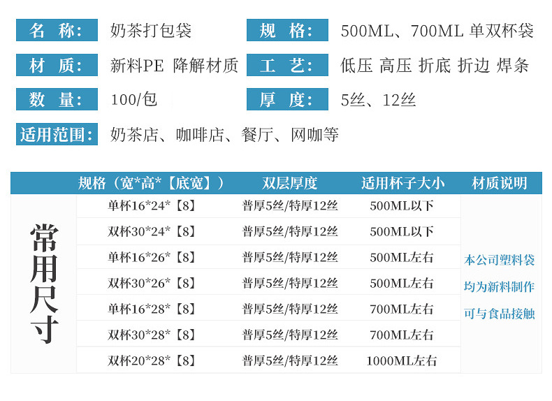 Disposable single and double cup coffee, milk tea bags, transparent pvc juice handbags, commercial beverage takeout packaging bags pic 6