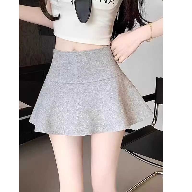 2025 Summer New French Style Sporty Mini Skirt Women's Casual Plus Size High Waist Versatile Hip-hugging A-line Puffy Skirt