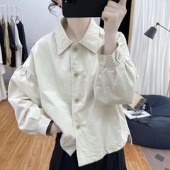 复古显瘦春秋季短款港风衬衫外套女宽松休闲减龄大码上衣新款夹克