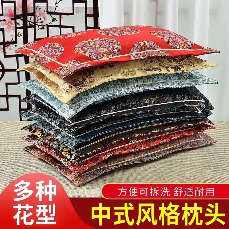 金边贡缎枕套长方形枕头套颈椎枕商超家纺艾草荞麦枕套网红批发