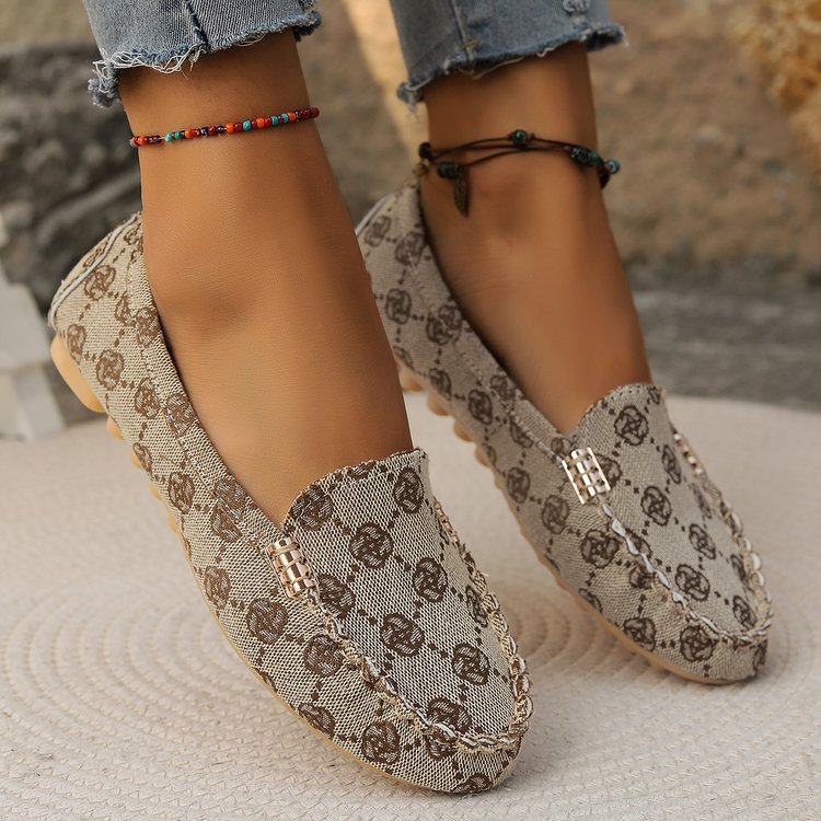 Women's Casual Flat Loafers Spring/Autumn round Toe Shallow Mouth plus Size Korean Style Single Shoes_vogvips.com