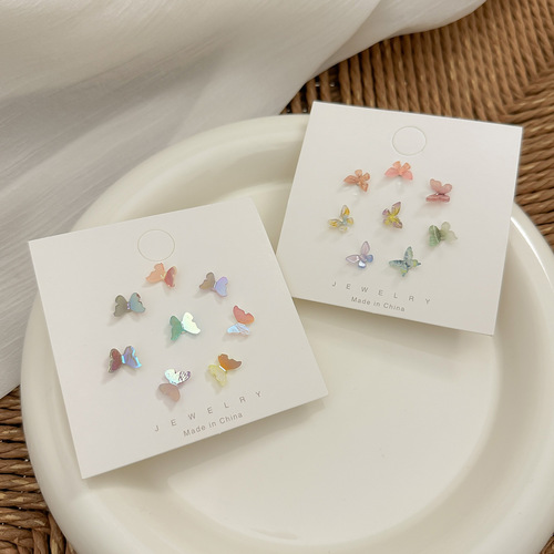 Stylish and Sweet Fairy-Like 3D Butterfly Earrings Set, Made of S925 Silver, Petite and Versatile, Instagram-Inspired Earrings for Cute Girls' Hearts