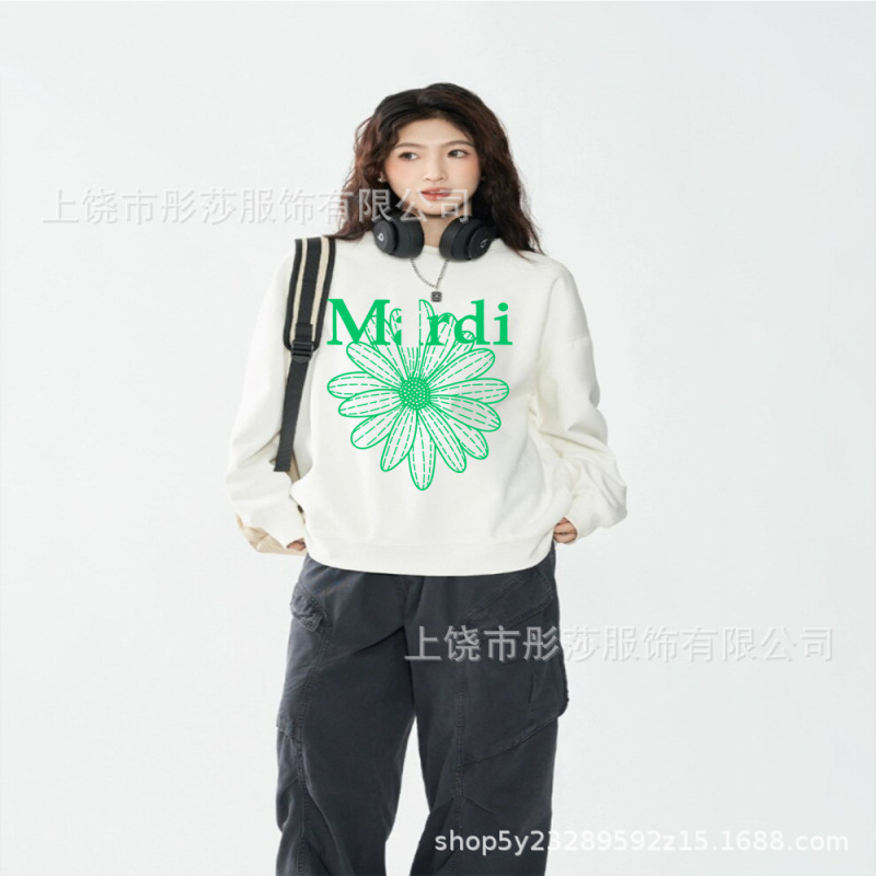 【顶级版本】韩国潮牌Mardi卫衣印花金高银同款小雏菊圆领宽松款|undefined