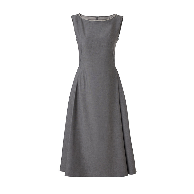 Nanyou Wool Blend Dress for Women, Summer Design, Waist-Cinching, Slimming, Pleated, Mid-Length Dress