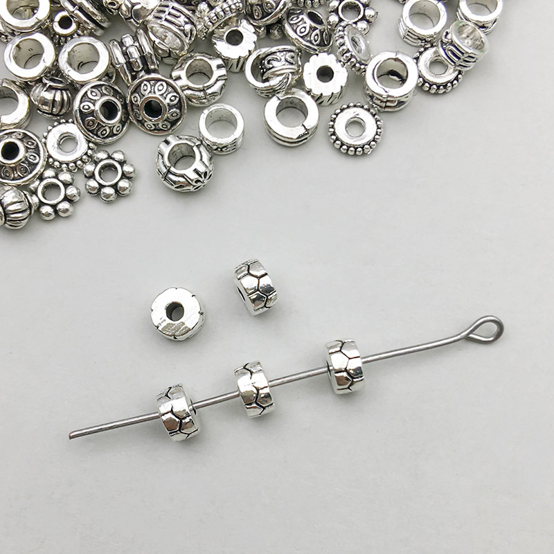新品古銀合金ラウンド花形ビーズ間隔ビーズペンダントdiyアクセサリーアクセサリー1個|undefined
