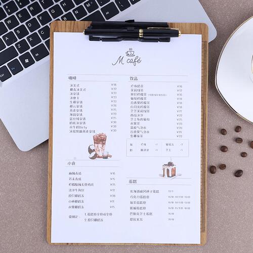 Wood grain A4 file board clip thickened hard fiber student writing pad can be inserted into the pen writing splint conference copying