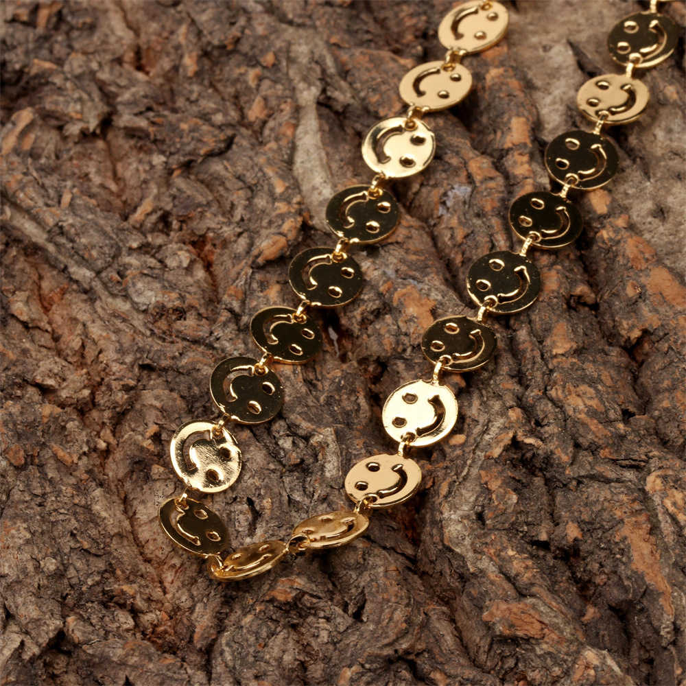 simple fashion copper smiley face chain bracelet necklace wholesale nihaojewelry