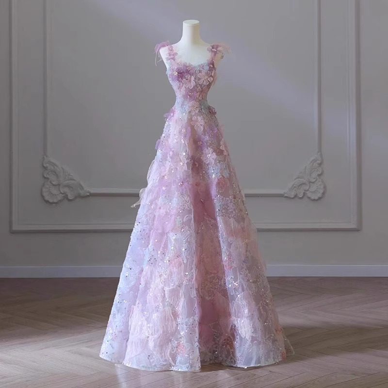 Evening Dress for Women 2026 New Style Floral Heavy-Duty Design for Birthday Party Host, Super Fairy-Like Temperament Bride's Toast Dress