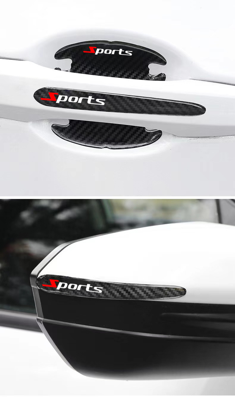 Carbon Fiber Door Handle Stickers for Car Doors, Anti-Scratch Car Door Bowl Stickers, Door Handle Stickers, Scratch Paint Protection Stickers, Decorative