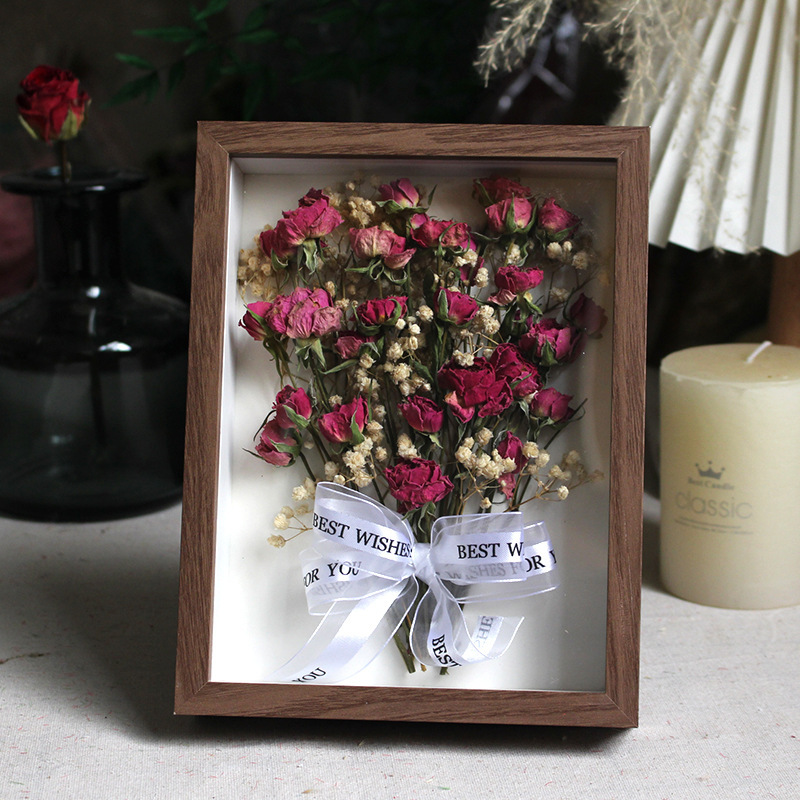 完成品フォトフレームドライ花植物標本真花薔薇家庭装飾置物祝日プレゼントプレゼントプレゼント装飾画|undefined