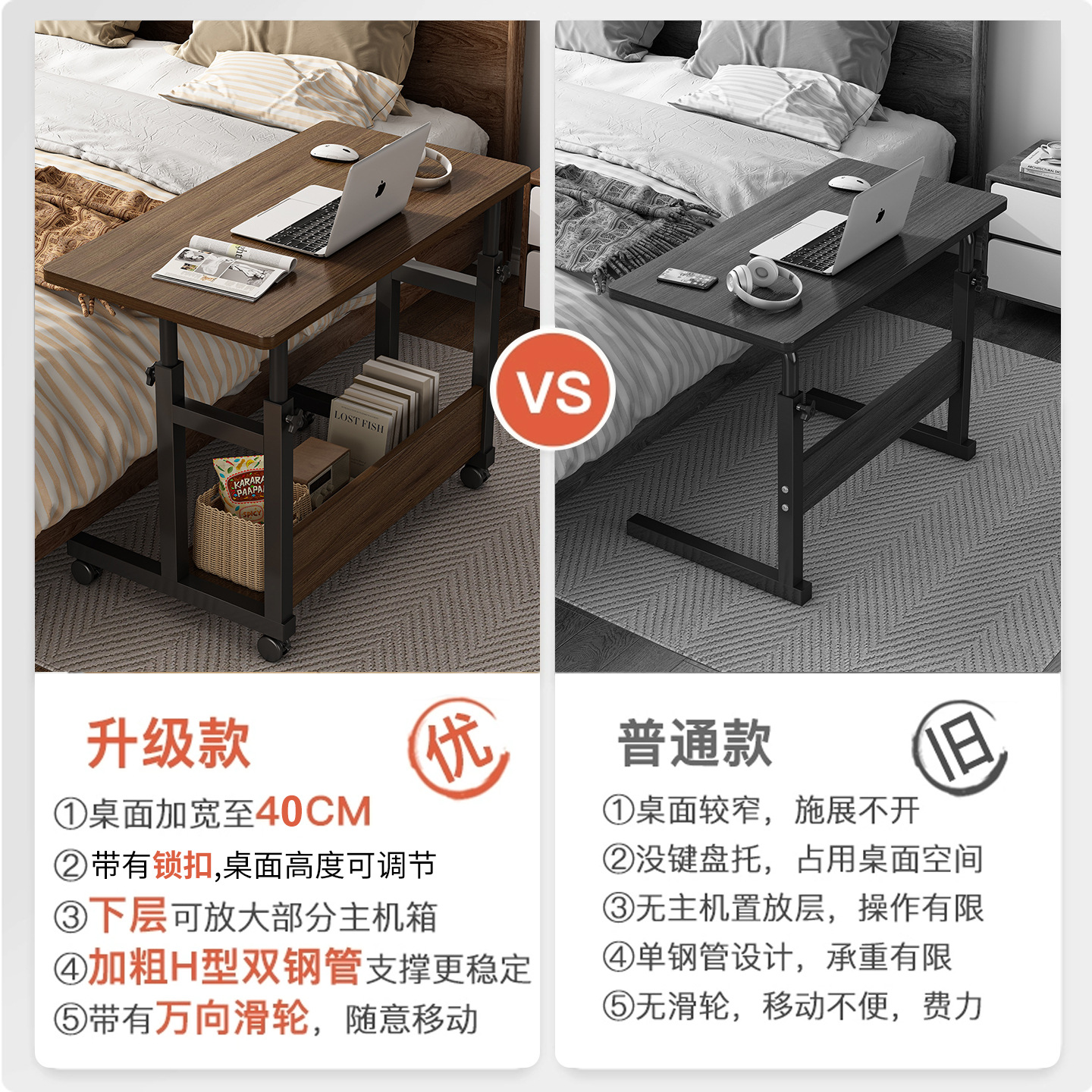 Mesa de noche, mesa pequeña de elevación móvil, escritorio para estudiantes, dormitorio, gente perezosa, aprendizaje, escritura, escritorio para computadora, dormitorio, hogar