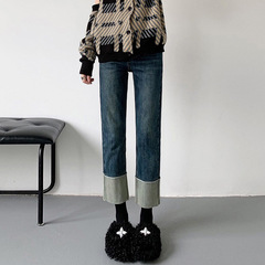 9278新款孕婦高彈力煙管褲拼接直筒春秋款外穿顯瘦潮媽高腰褲