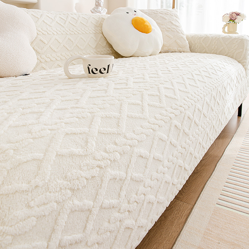 Couch de sofá de aire crema para una sola persona cubierta de cubierta completa cubierta de sofá de alta calidad en un solo color grueso cubierta de sofá elástica cubierta de sofá