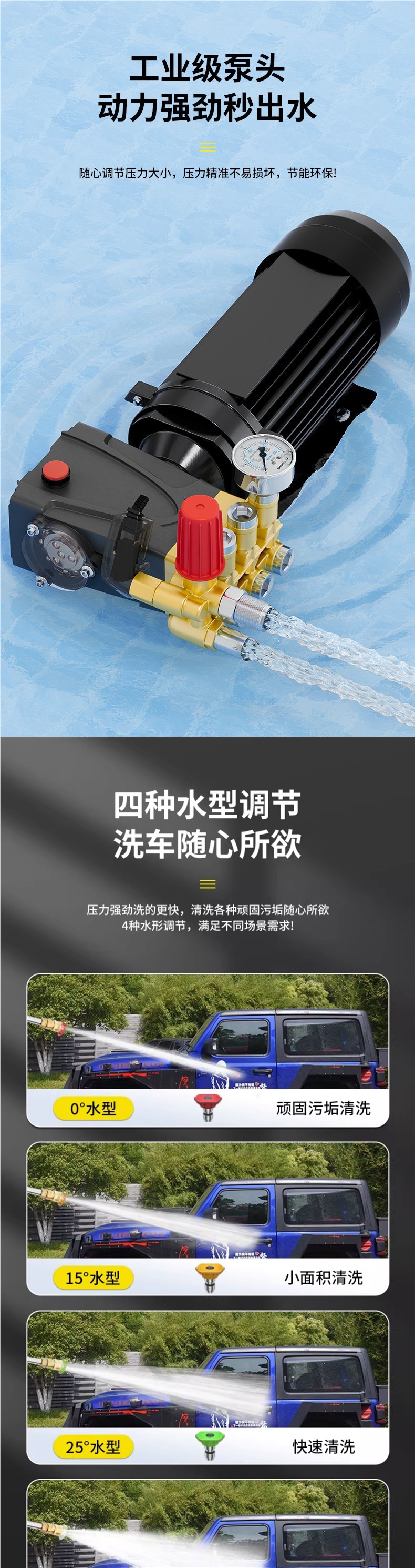 High-pressure car washer, Boher commercial high-power industrial water gun and water pump for farms and car wash shops